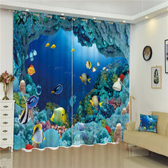 Wonderful and Happy Under Sea World 3D Decorative and Blackout Living Room Custom Curtain