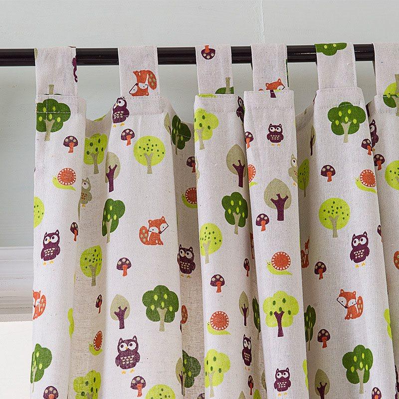 Cartoon Trees Kids Curtain Cotton and Linen Half-shade Curtain Price for 1 Piece