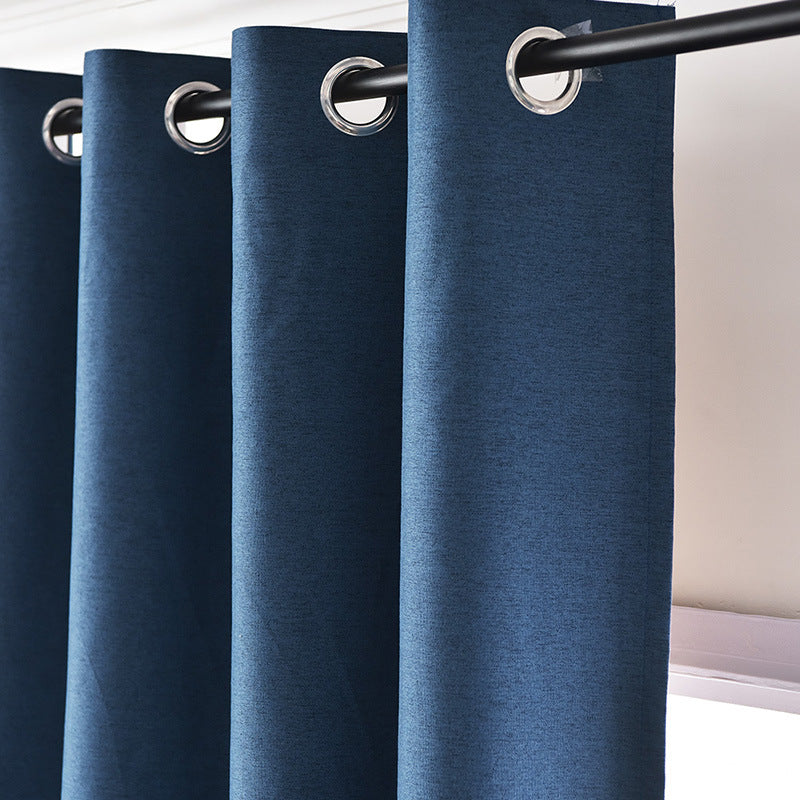 Modern Window Curtains Chenille Plain Dark Blue Blackout Curtains for Living Room Bedroom Curtain Custom 2 Panels Drapes Decoration Heat insulation Sun Protection