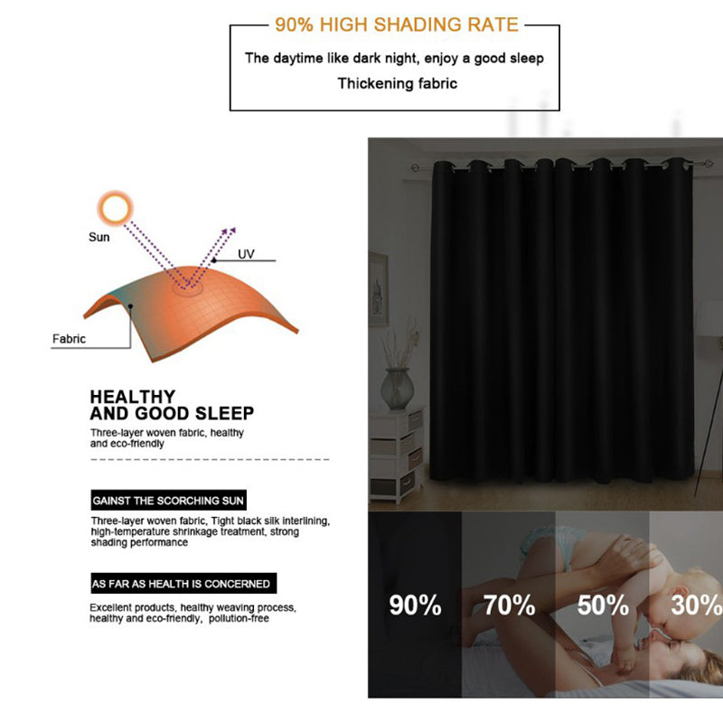 Modern Plain Blackout Curtains for Living Room Bedroom Curtain Custom 2 Panels Drapes Decoration No Pilling No Fading No off-lining Heat insulation Sun Protection