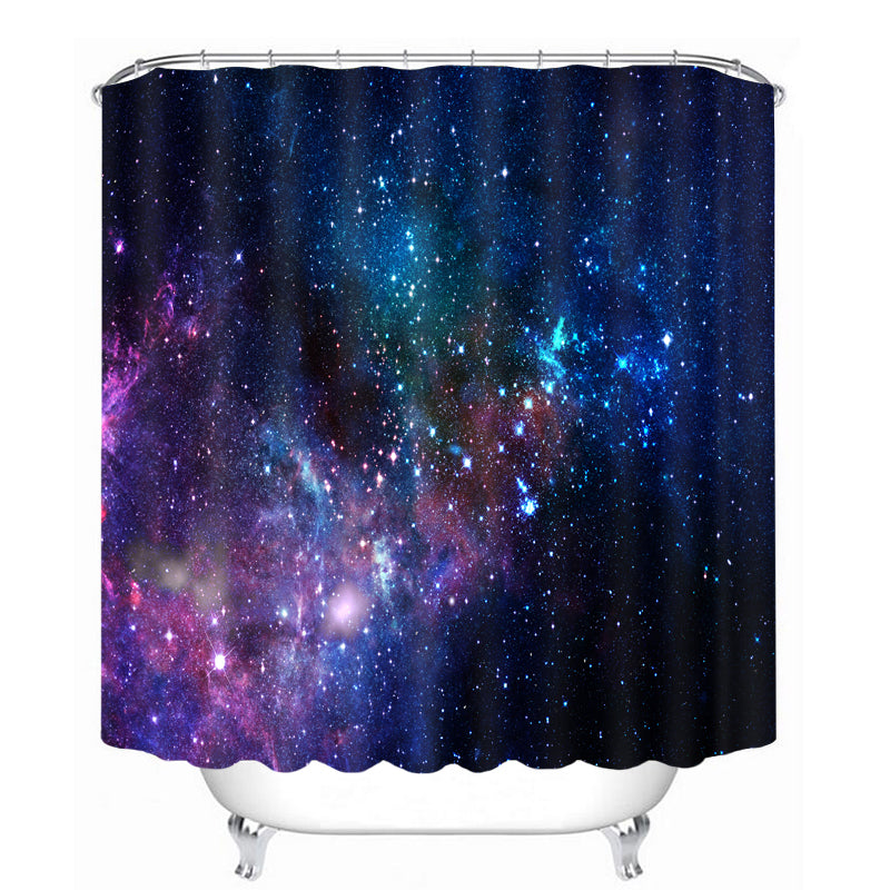 3D Galaxy Printed Polyester Dark Blue Bathroom Shower Curtain