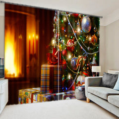 Christmas Style Polyester Printing 3D Curtain