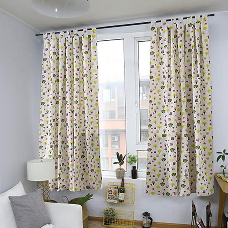 Cartoon Trees Kids Curtain Cotton and Linen Half-shade Curtain Price for 1 Piece