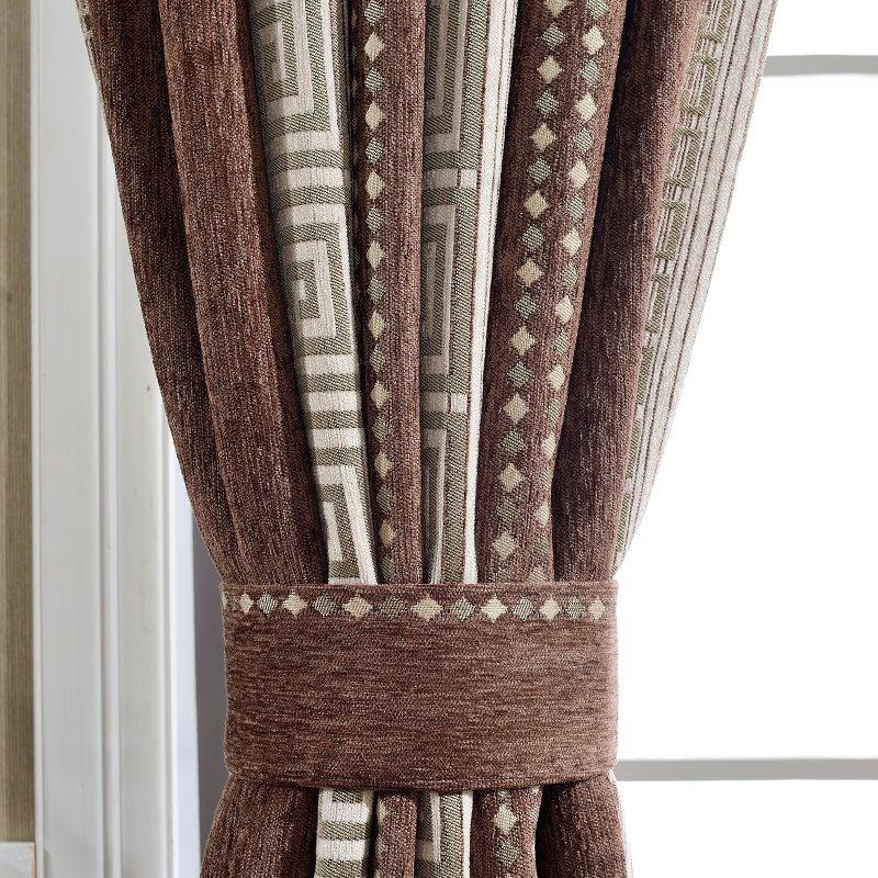 Chenille Mixed Color Pencil Pleat Blackout Custom Curtains for Living Room Bedroom