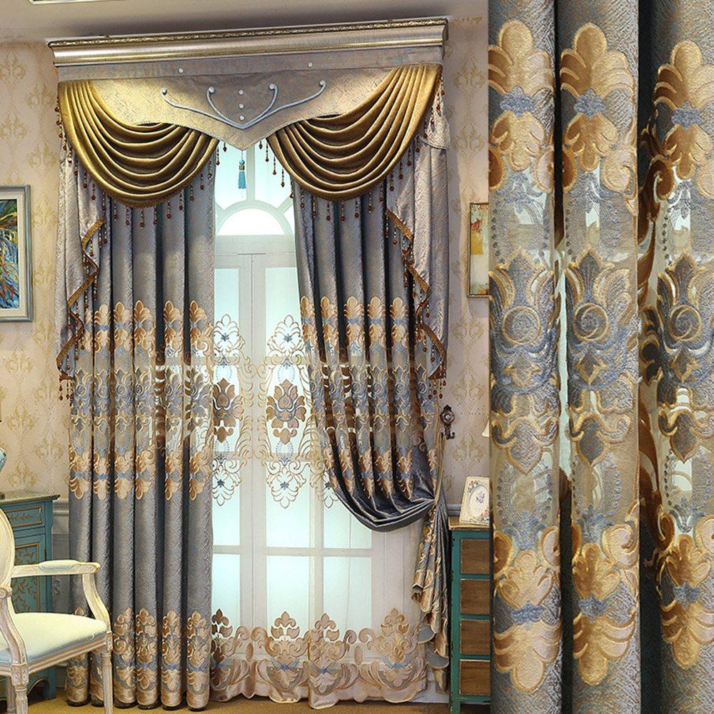 European High-end Chenille Embroidery Hollow Shading Curtains Sheer for Living Room Bedroom Decoration Custom 2 Panels Drapes