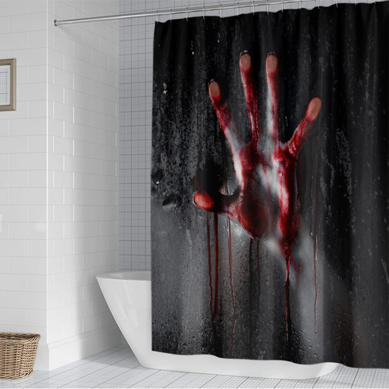 Halloween 3D Shower Curtain Bloody Hand Window Curtains for Halloween Decorations Theme Decor Props Bathroom Polyester Waterproof Mouldproof