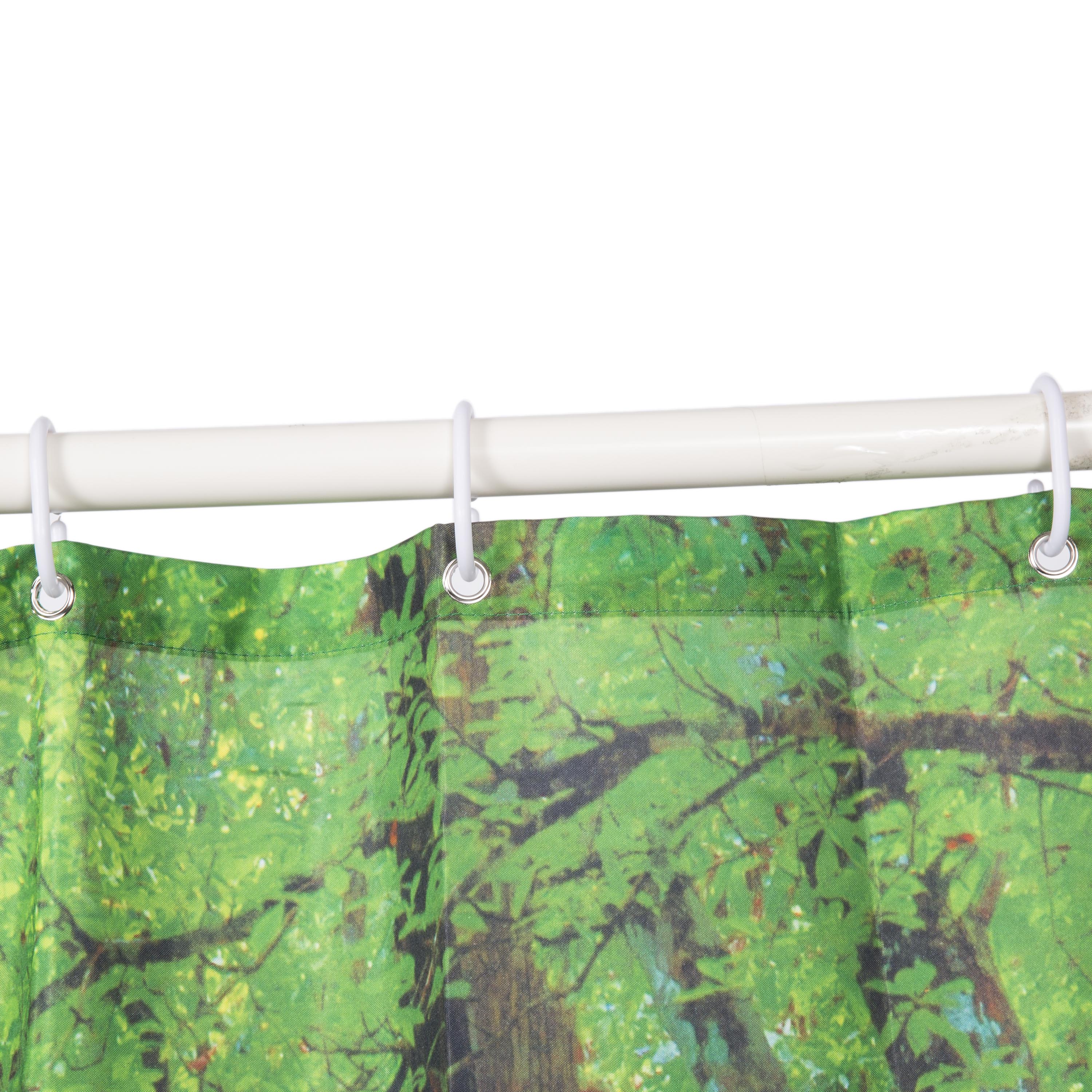 3D Waterfall and Hidden Forests Printed Polyester Shower Curtain