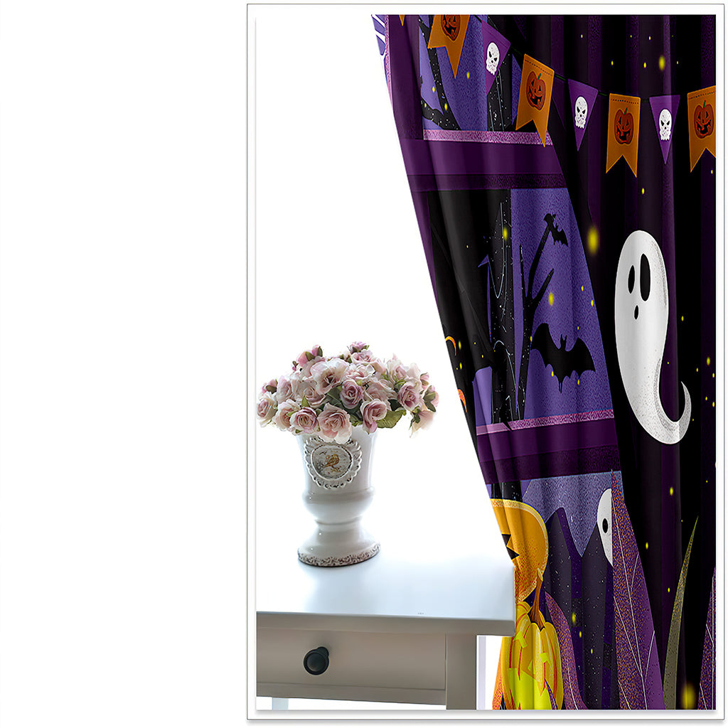 Halloween Pumkin 3D Printed Curtains Blackout Decoration Window Shading Curtain Custom 2 Panels Drapes