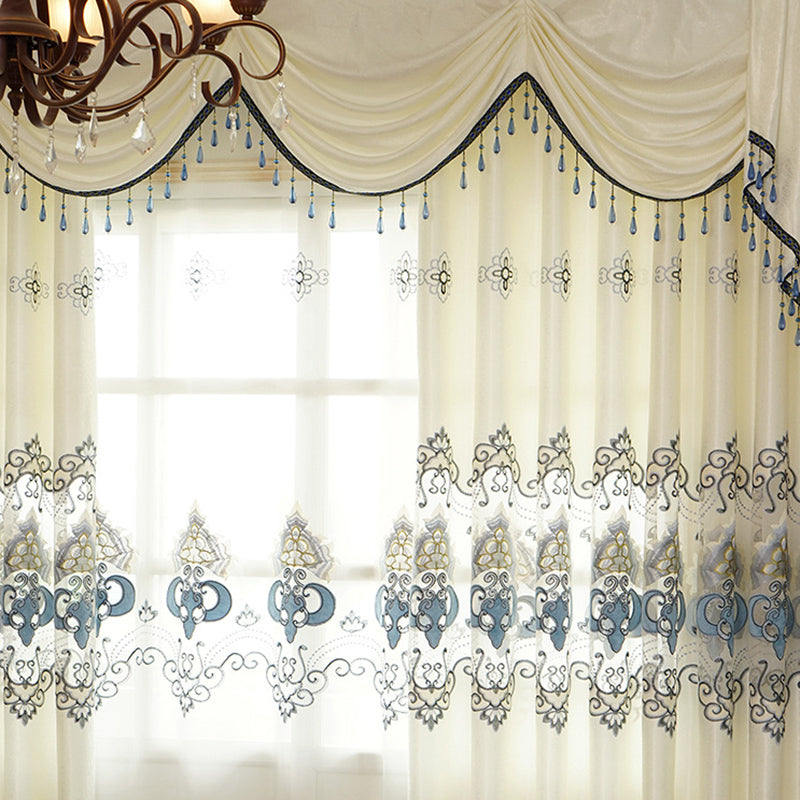 New European Elegant Floral Embroidery Sophia Shading Curtains Luxurious Hollow Curtains for Living Room Bedroom Decoration Custom 2 Panels Drapes Polyester Blend