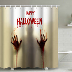 Happy Halloween Shower Curtain Bloody Hands and Letter Polyester Waterproof Mouldproof Window Curtains for Halloween Decorations Theme Decor Props Bathroom 6 Size