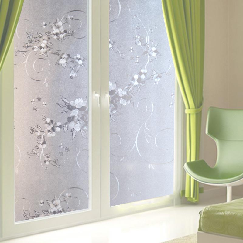 Window Films Solid Floral Static Non-Adhesive Decorative Film