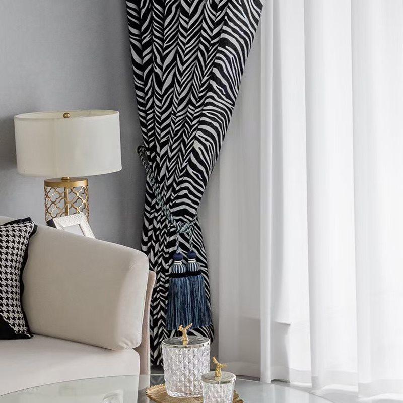 Blackout Curtains Zebra Pattern Black Window Curtains Home Decor for Living Room Bedroom Decoration Custom