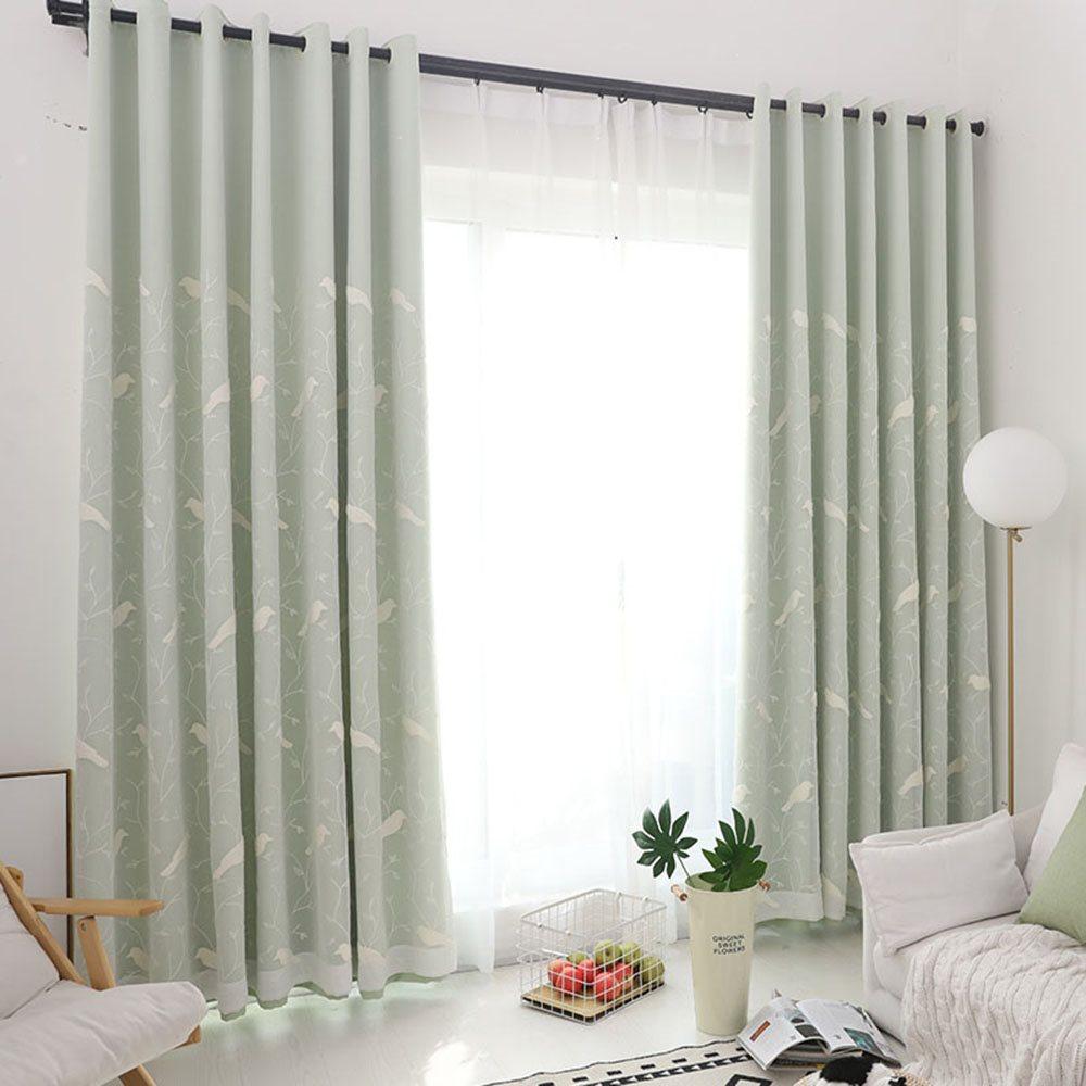 Modern Birds Embroidery Curtain Sets Sheer and Lining Blackout Curtain for Living Room Bedroom Decoration No Pilling No Fading No off-lining