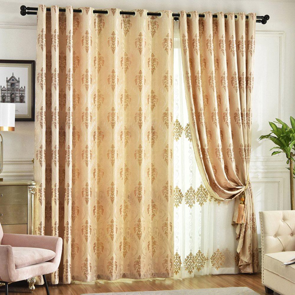 Modern High-end Jacquard Shading Curtains Sheer Silky Fabric Blackout Curtains for Living Room Bedroom Decoration Custom 2 Panels Drapes Heat insulation Sun Protection