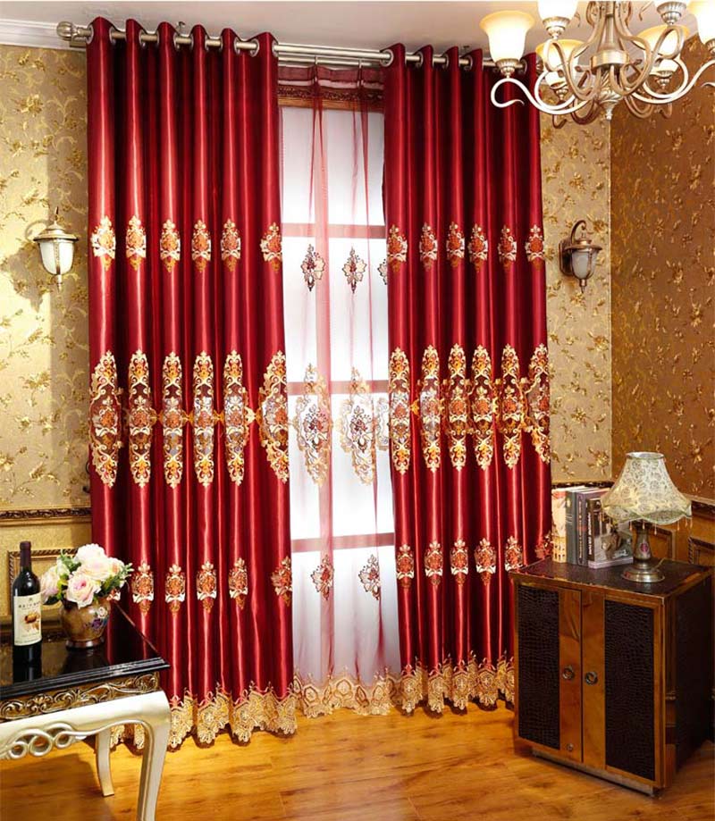 Red Classical Pattern High Quality Polyester Curtain