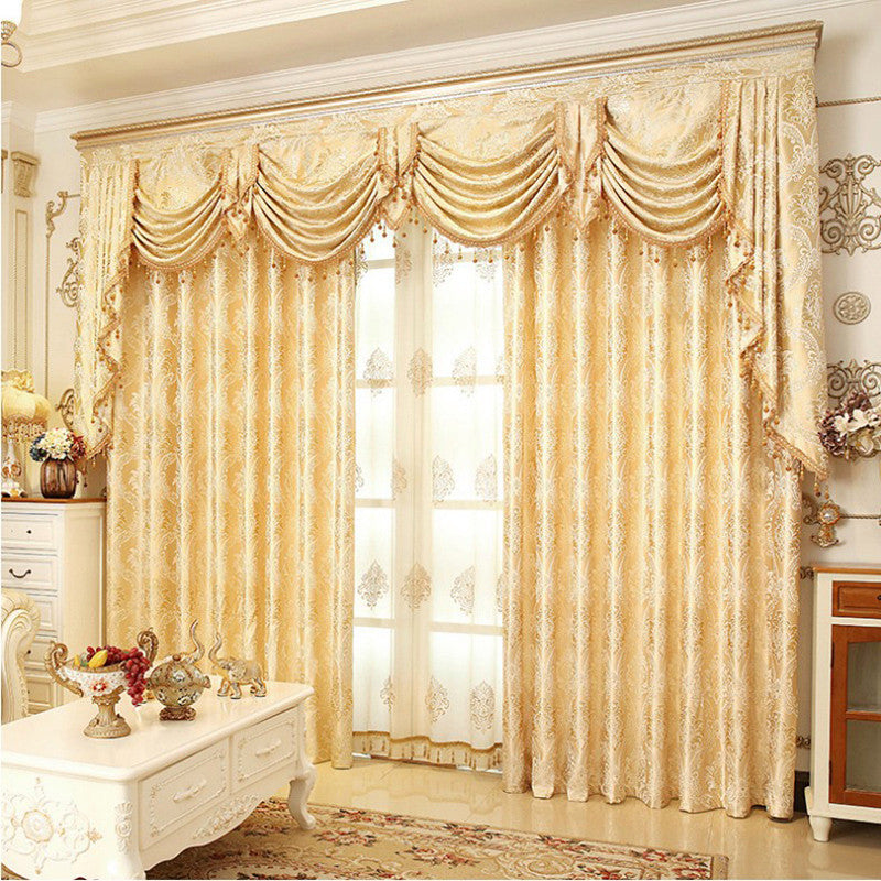 Elegant Embroidery Blackout Curtains Drapes Classic Shading Curtain Sheer Valance Luxury Golden for Living Room Bedroom Window Curtains No Pilling No Fading No off-lining