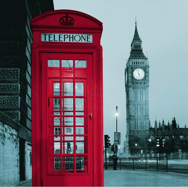 3D Big Ben and Red Telephone Booth Printed Polyester Bathroom Shower Curtain