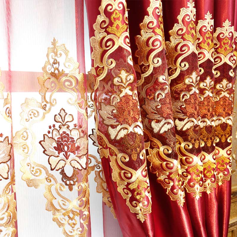 Red Classical Pattern High Quality Polyester Curtain