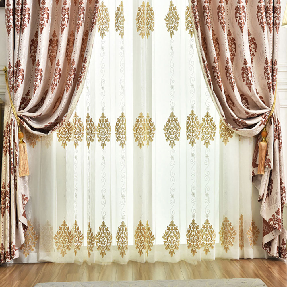 Modern High-end Jacquard Shading Curtains Sheer Silky Fabric Blackout Curtains for Living Room Bedroom Decoration Custom 2 Panels Drapes Heat insulation Sun Protection