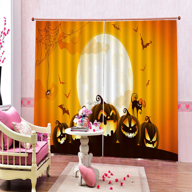 3D Halloween Cartoon Creative Printed Blackout Decoration Window Curtains Custom 2 Panels Drapes No Pilling No Fading No off-lining