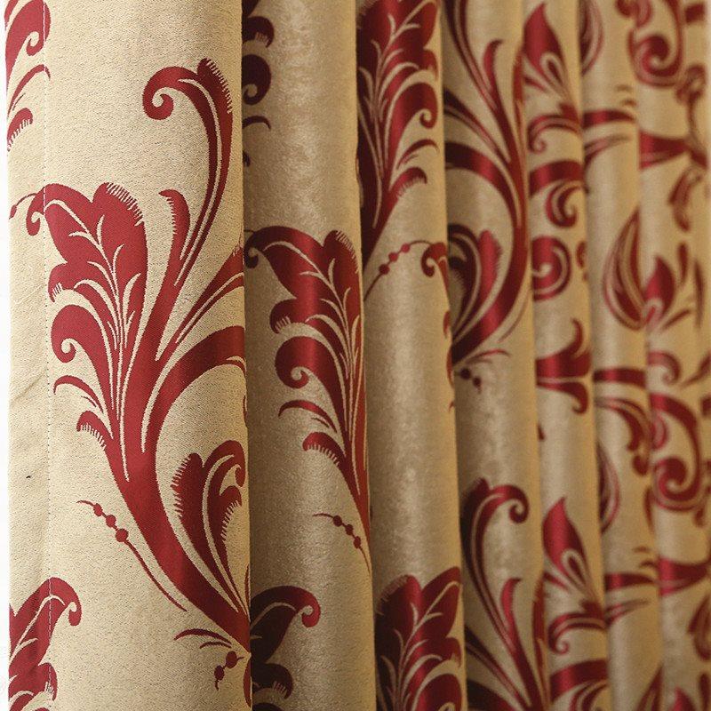 Blackout Curtains Jacquard Red Shading Curtains High Shading Rate for Living Room Bedroom Window Decoration Custom 2 Panels Drapes