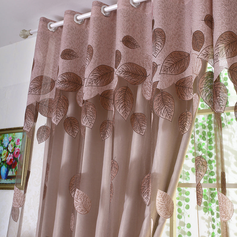 Rose-gold European Style Burnout and Embroidered Floral Blackout Curtains