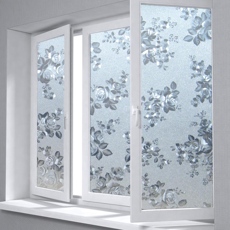 Floral Window Film No-glue Glass Static Sticker Privacy Protection