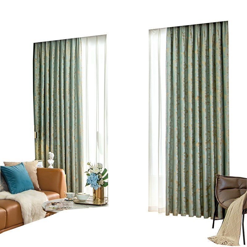 Jacquard Chenille Window Curtains Green Shading Curtains Hook Grommet Top Blackout Curtains Custom 2 Panels Drapes for Living Room Bedroom Decoration