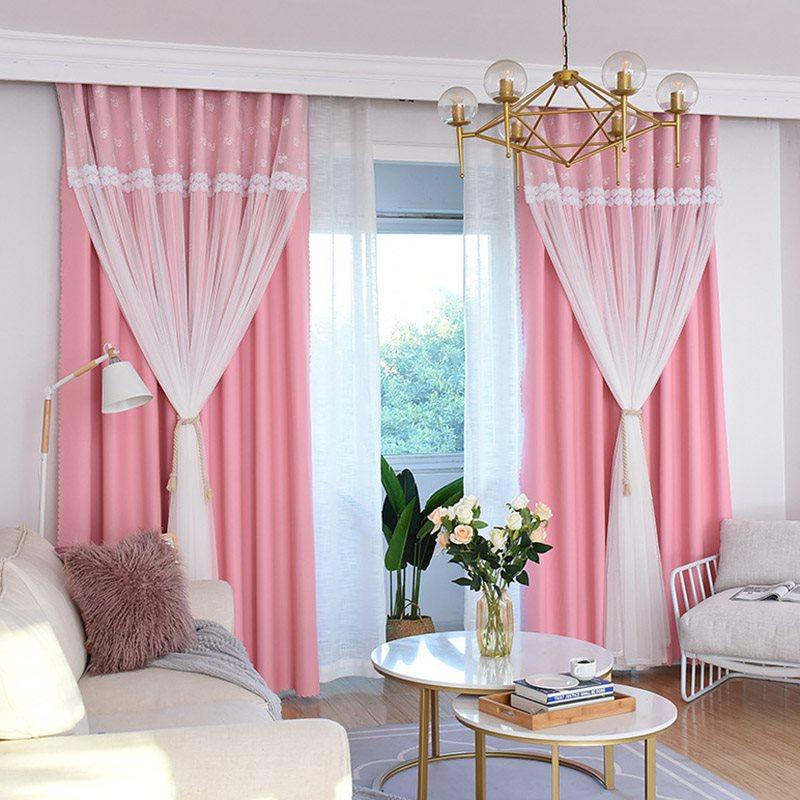 Princess Decoration Blackout Custom Curtain Sets for Living Room Bedroom Sheer and Shading Curtain