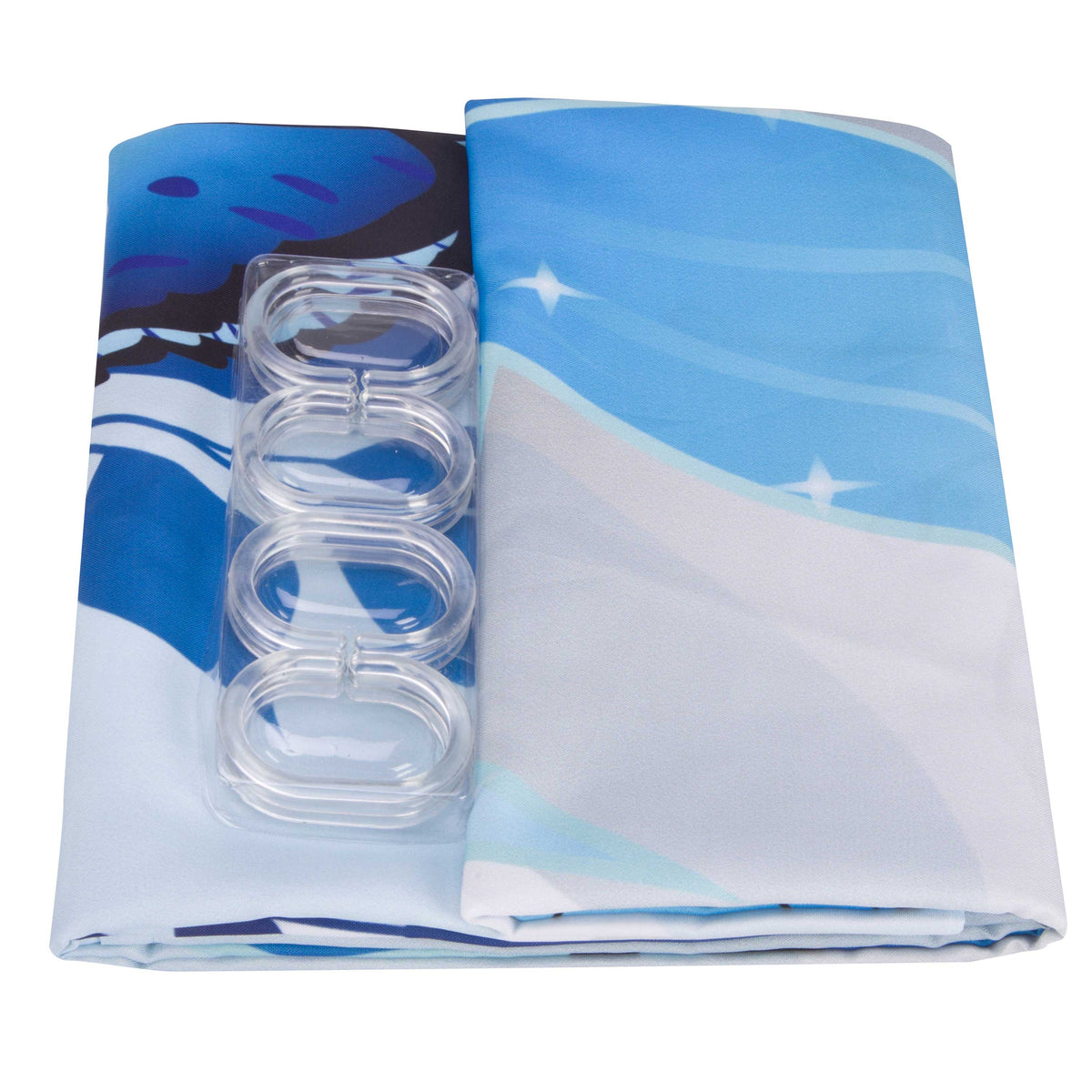 3D Butterflies and Flowers Printed Polyester Sky Blue Bathroom Shower Curtain