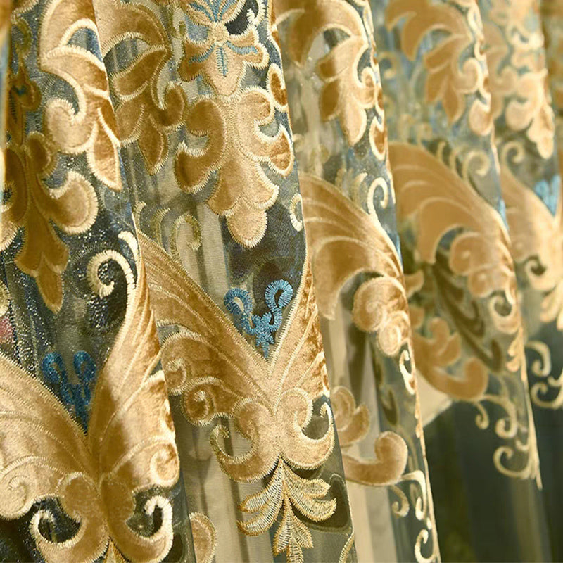 Blackout Luxury Beaded Curtains Drapes Classical Shading Curtain Sheer Waterfall Valance for Living Room Bedroom Window Curtains No Pilling No Fading No off-lining