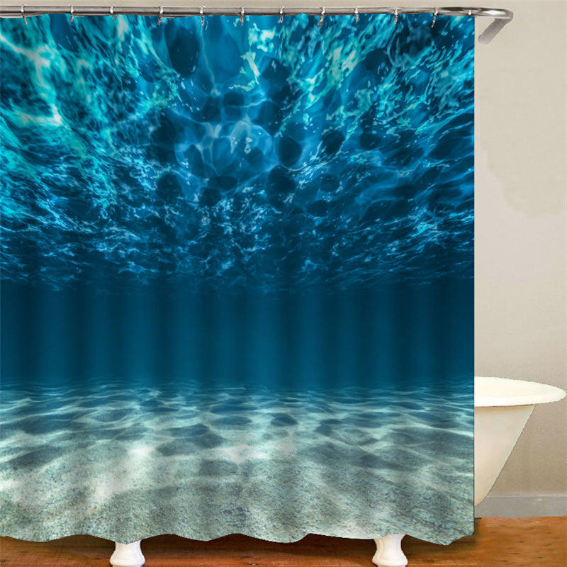 Waterproof and Mildewproof 3D Sea Print Polyester Shower Curtains with Hooks