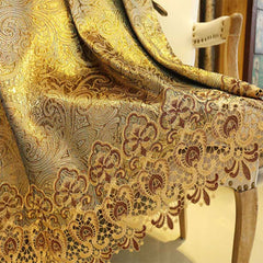 Gorgeous Luxury Golden Embroidered Shading Cloth 2 Panels Decorative Blackout Curtain Drapes Valance