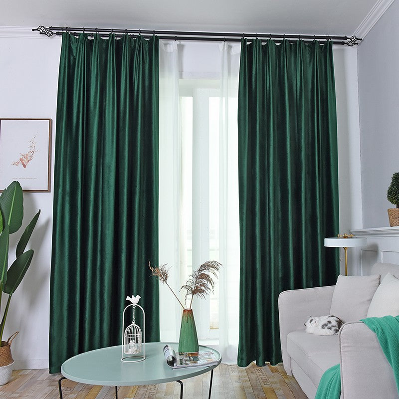 Velvet Plain Window Curtains Dark Green Shading Curtains Double Hook Grommet Top Curtains Custom 2 Panels Drapes for Living Room Bedroom Decoration