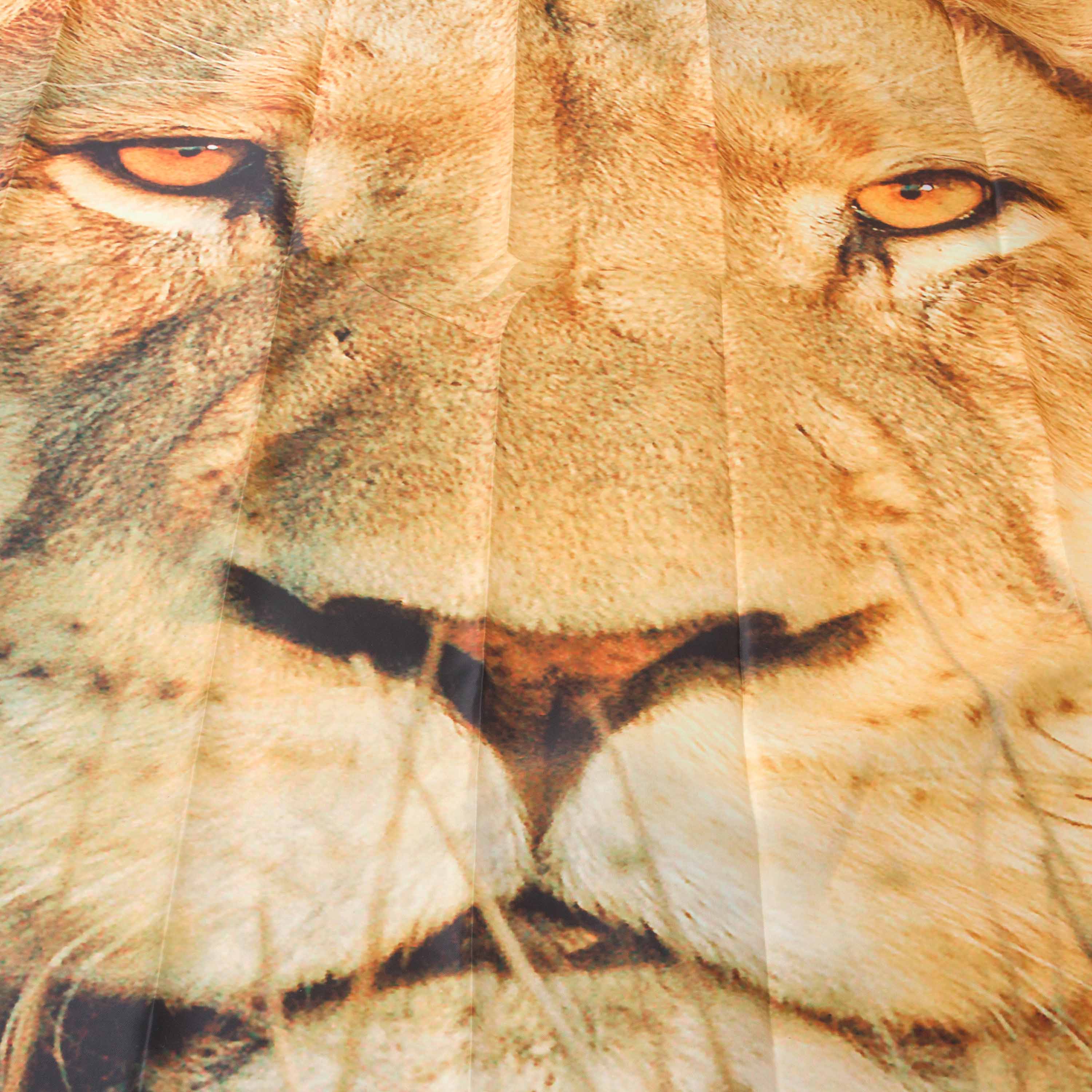 3D Lion Printed Polyester Light Brown Bathroom Shower Curtain