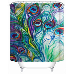 3D Peacock Printed Polyester Colorful Bathroom Shower Curtain