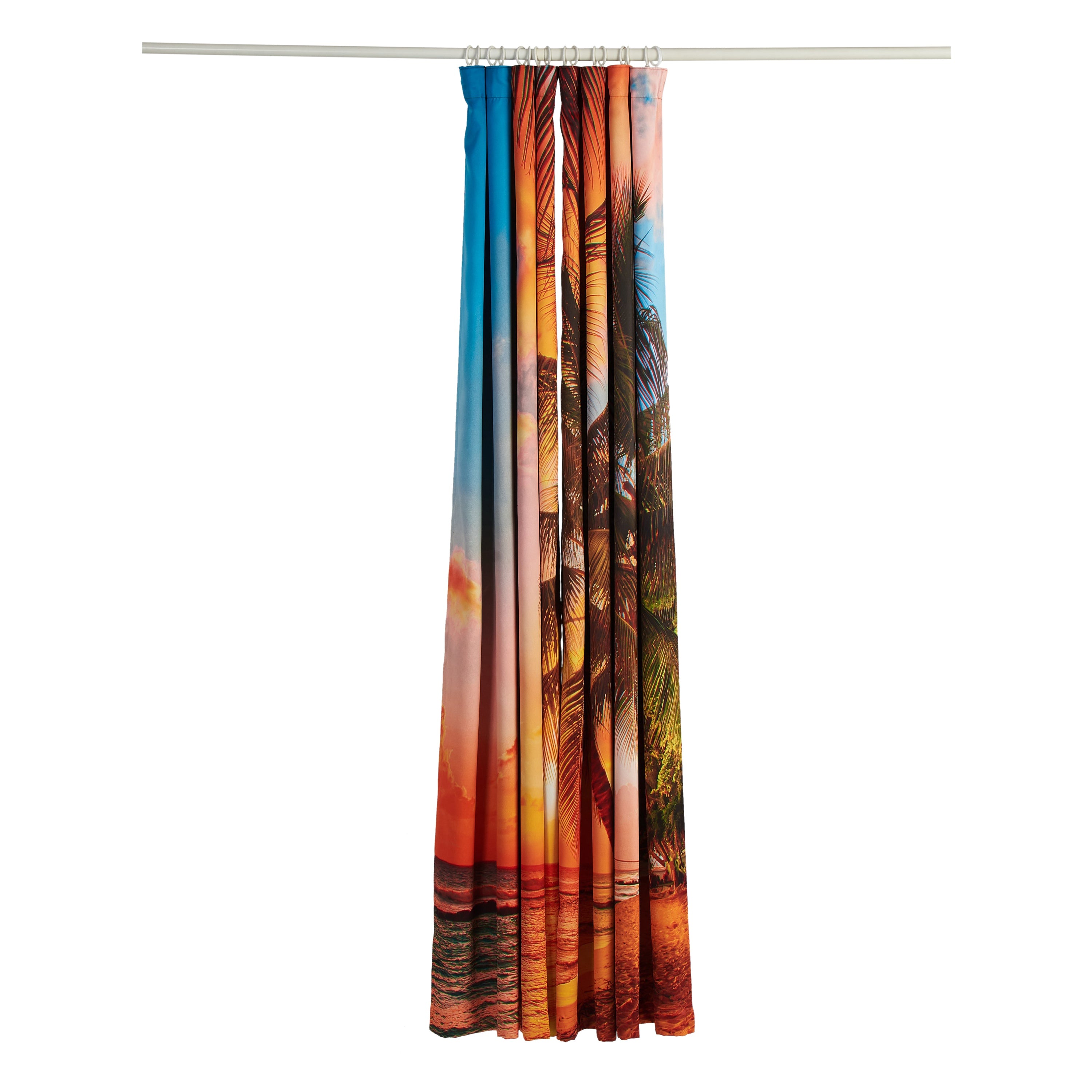 3D Vivid Coconut Trees in Sunset Printed Vibrant Colors Scenery Polyester Custom Curtains