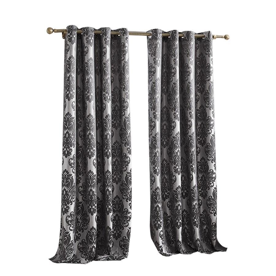 Black Jacquard Blackout Curtain Paris Paisley Decorative Print Damask Pattern Thermal Insulated Blackout Energy SavingsRoom Darkening Soundproof Grommet Window Curtain Panels for Bedroom Set of 2