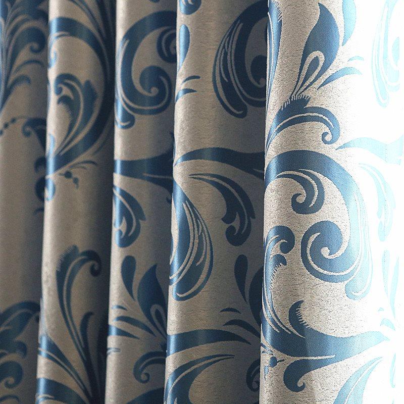 Modern Style Blackout Curtains Jacquard Shading Curtains Blue for Living Room Bedroom Window Decoration Custom 2 Panels Drapes Chenille