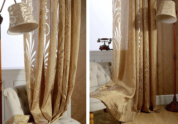 Modern Home Decor Solid Champagne Custom Sheer Curtain