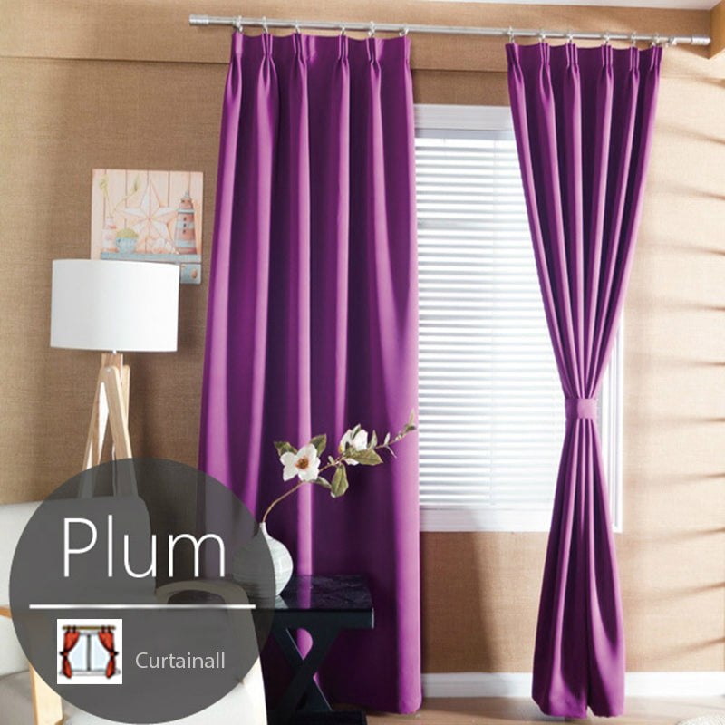 Blackout Curtain Contemporary Concise Solid Plum Custom Shading Curtains