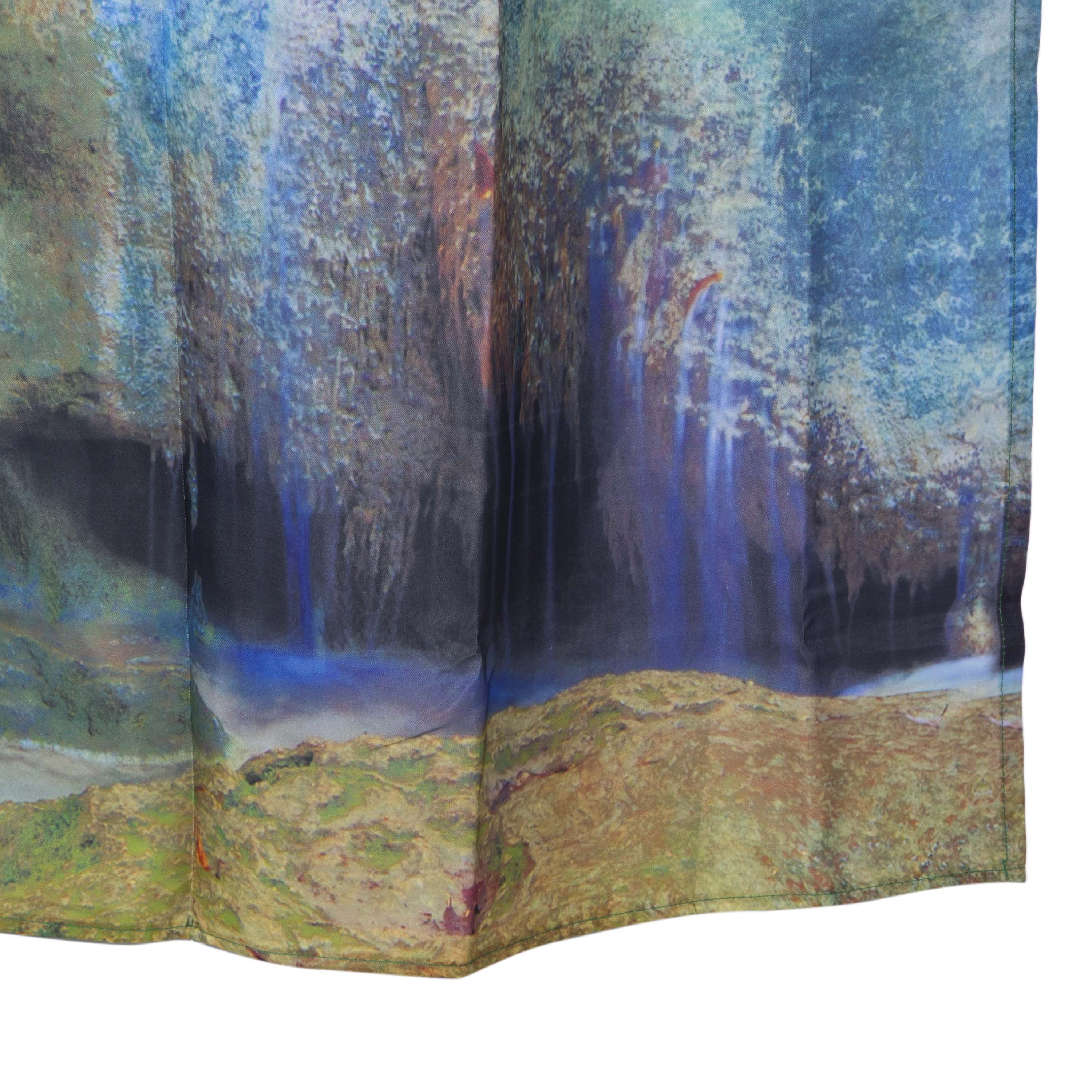 3D Waterfall and Hidden Forests Printed Polyester Shower Curtain