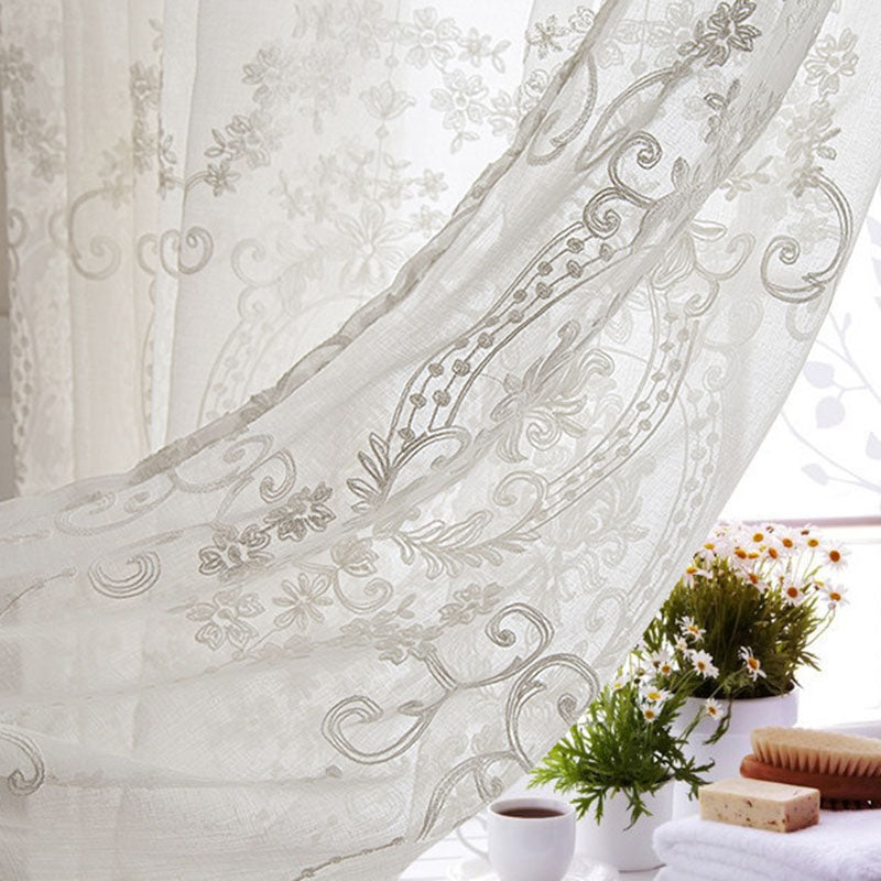 Elegant and Noble Fancy White Embroidery Custom Sheer Curtains for Living Room Bedroom