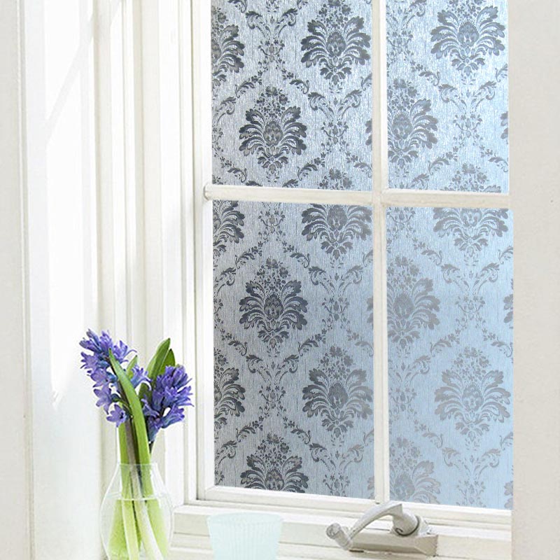 Classic Damascus Pattern Window Film Stained Glass Self Static Cling for Home