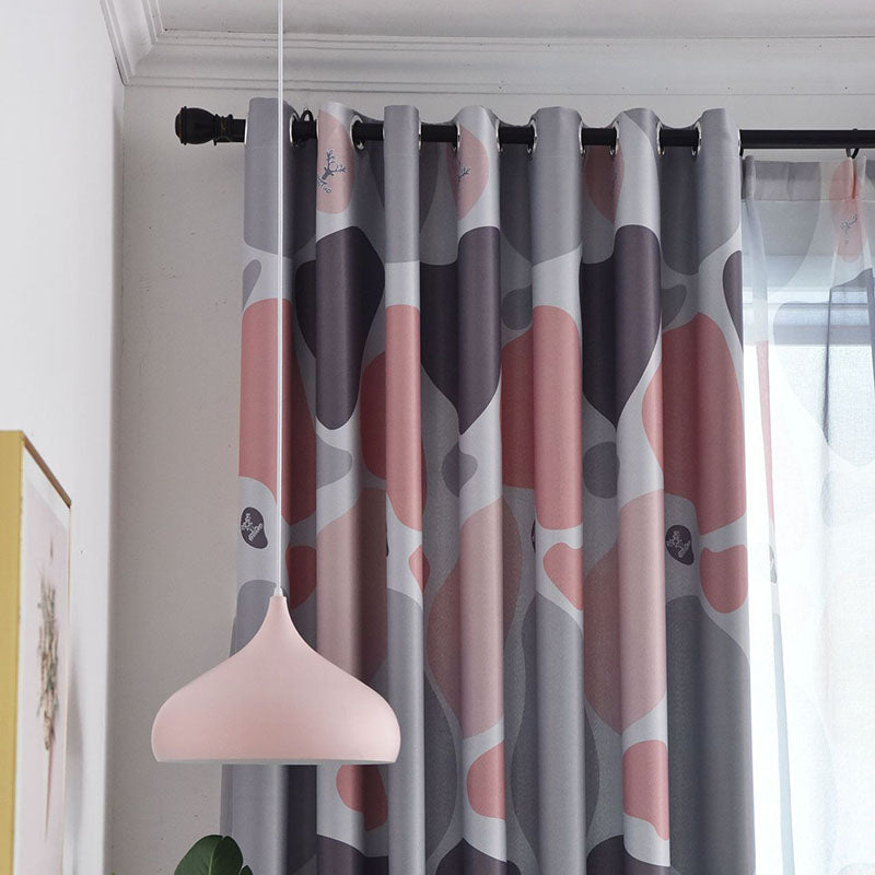 Modern Nordic Style Color Block Blackout Curtains for Living Room Bedroom No Pilling No Fading No off-lining Machine Wash Accepted