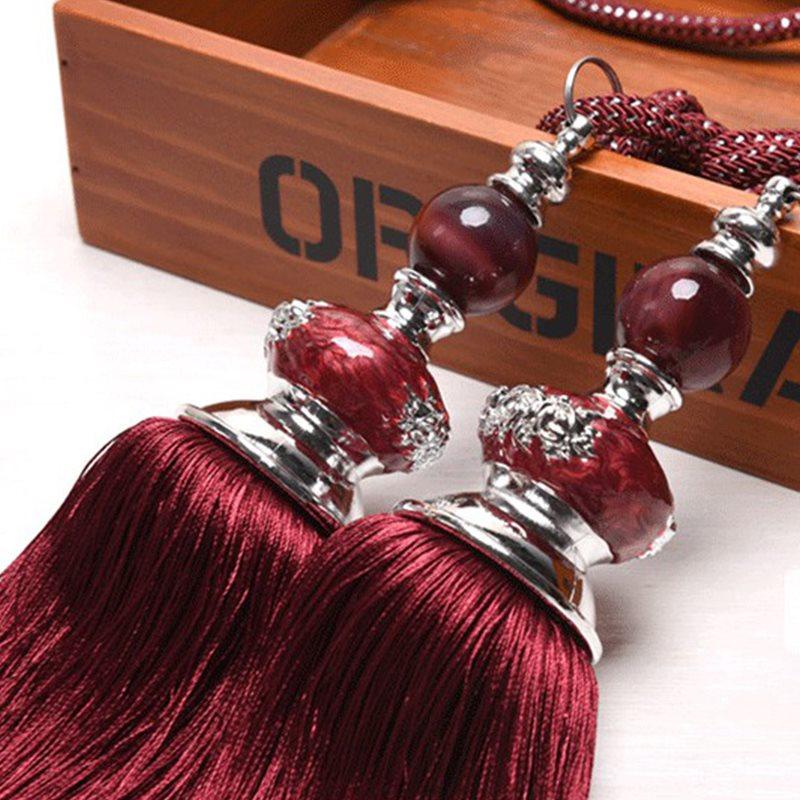 1 Pair Curtain Accessories Paired Crystal Balls Hanging Tassels Curtains Tie back 8 Color