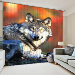 3D Lovely Wolf Printed Animal Style Decoration and Blackout Polyester Custom Curtain