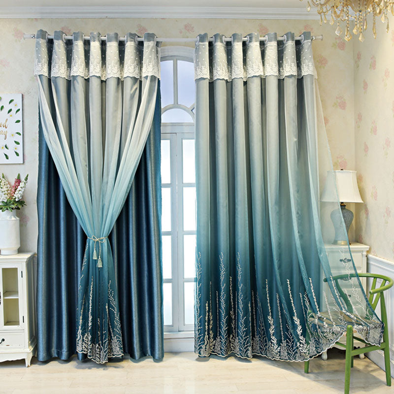 Custom European Decoration Blackout Sheer and Lining Curtain Sets for Living Room Bedroom