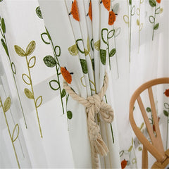 Rural Pastoral Little Ladybug Pattern Embroidered Curtains Advanced Custom Curtains for Kids Bedding Room