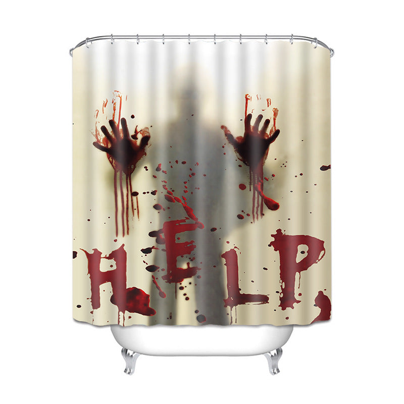 Halloween Shower Curtain Liner Window Curtains Help Me with Bloody Hands for Halloween Decorations Theme Decor Props Bathroom Waterproof Mouldproof 5 Sizes Available